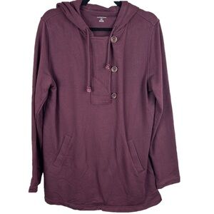 Lands End Athleisure Long Sleeves Pullover Hoodie Medium Tall Burgundy